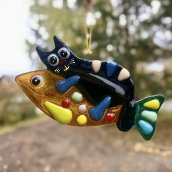 Сувенир "Кот на рыбе"